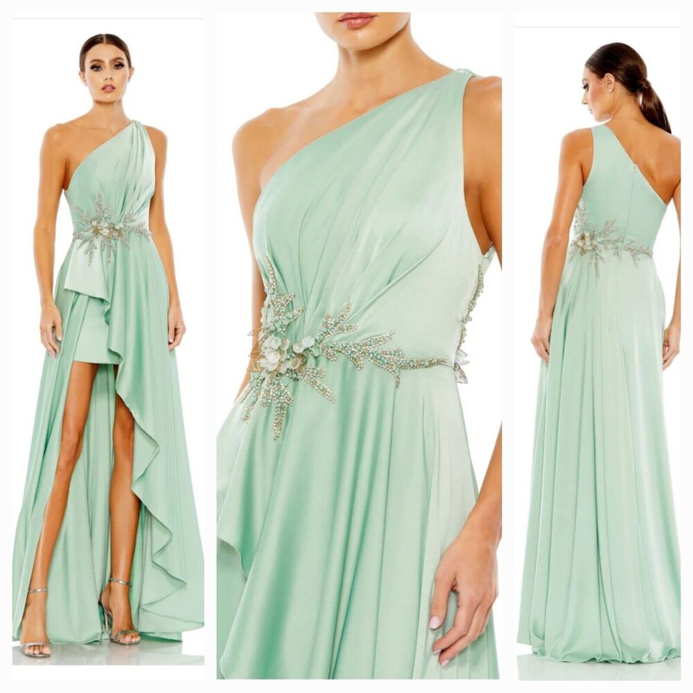 New MAC DUGGAL 11262 Sage Embellished One Shoulder Asymmetrical Gown Wm (16)$598